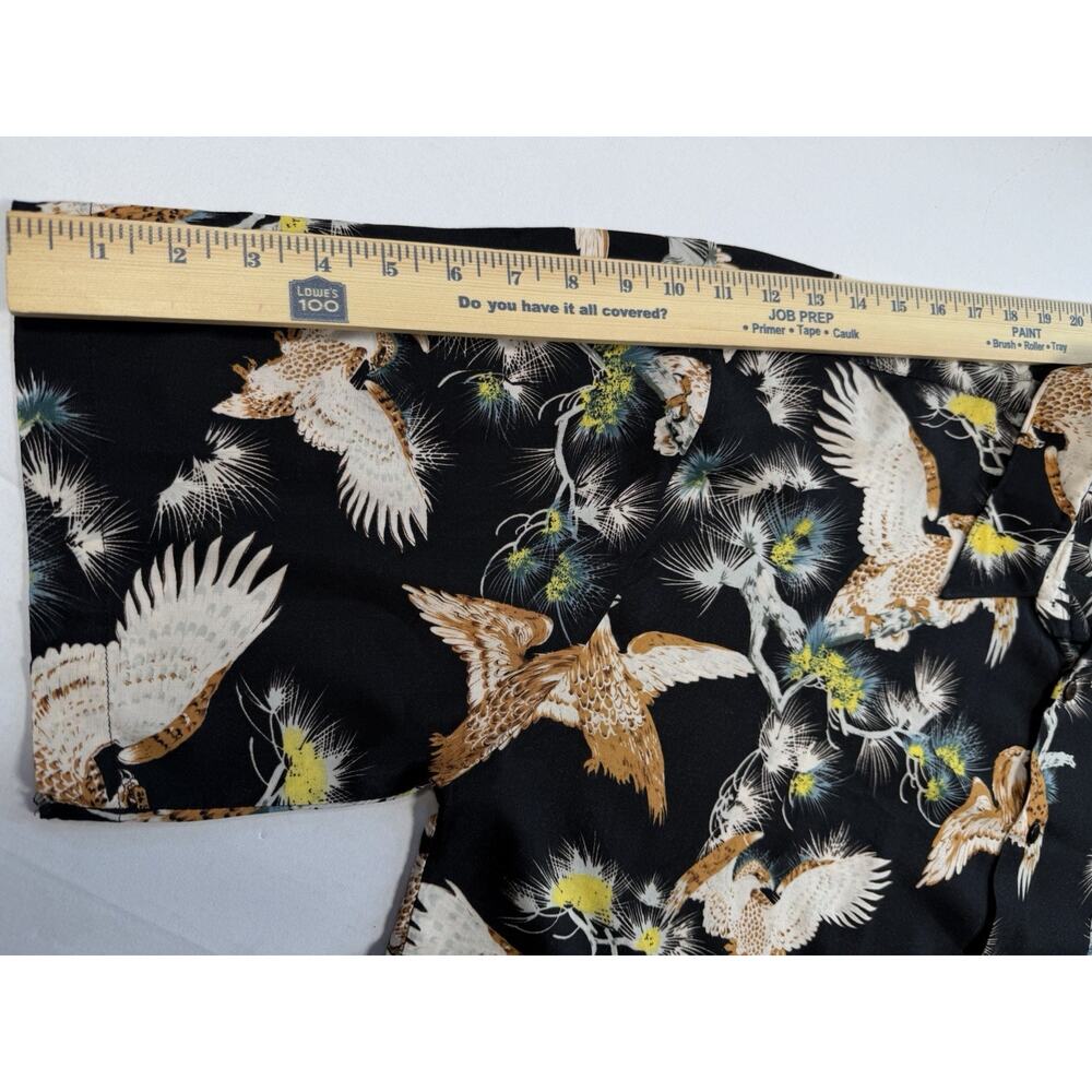 Monticello Hawaiian Shirt Mens XL Black Bird Print Rayon Short Sleeve Aloha - Picture 5 of 10